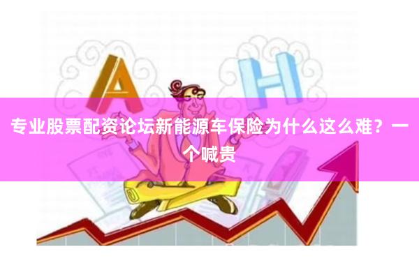 专业股票配资论坛新能源车保险为什么这么难？一个喊贵